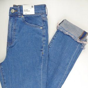 NWT Express Slim Ankle Super High Rise Frayed Cuff